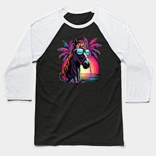 Retro Wave Appaloosa Horse Good Vibes Baseball T-Shirt